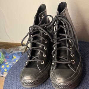 Converse Black Leather High-Top Sneakers